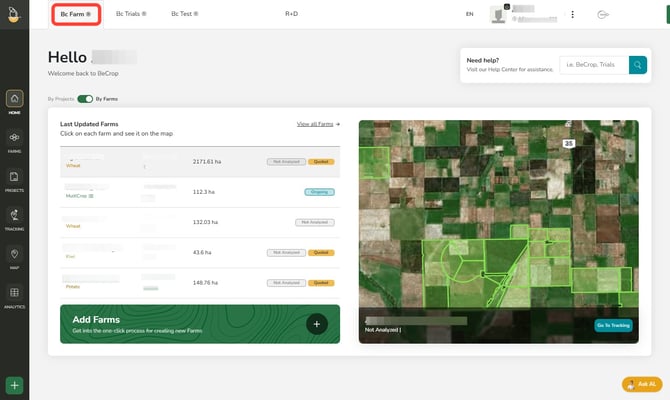 BCfarm general dashboard
